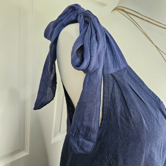 Cristina Vergani Silk Linen Blue Dress Maxi Sleeveless Boho New Tags Medium Long - Picture 3 of 11